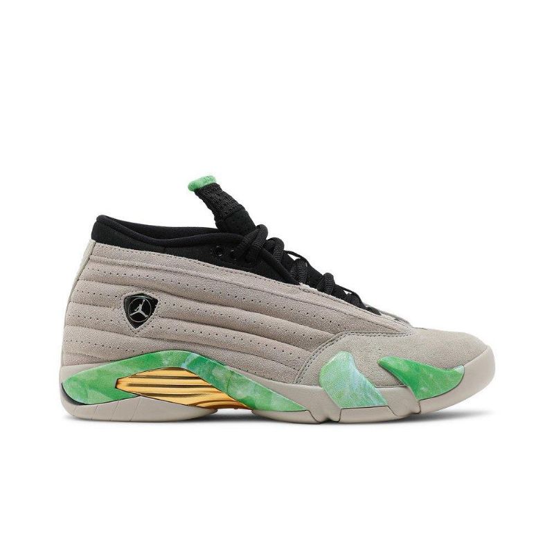 Air Jordan 14 Aleali May Retro Low Sp Harmaa Vihreä Musta Kulta Naisten Kengät