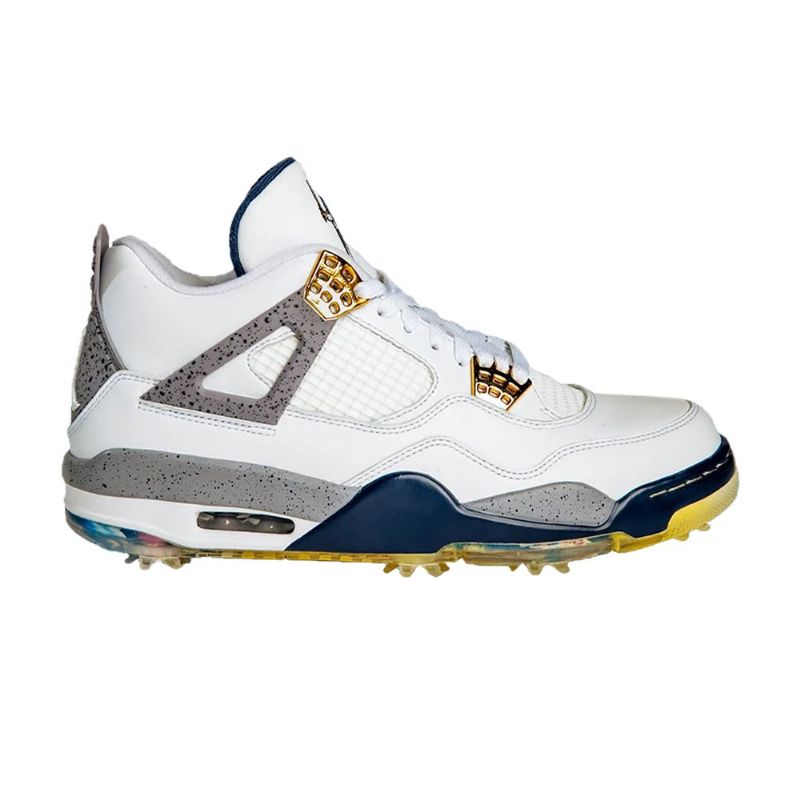 Air Jordan 4 Eastside Golf Valkoinen Harmaa Sininen Kulta Miesten Kengät