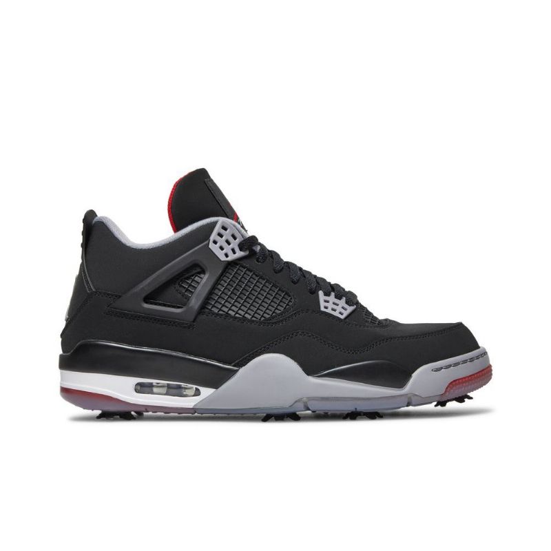Air Jordan 4 Golf Musta Punainen Valkoinen Harmaa Miesten Kengät
