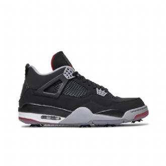 Air Jordan 4 Golf Musta Punainen Valkoinen Harmaa Miesten Kengät