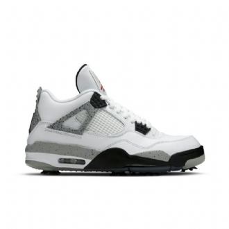 Air Jordan 4 Golf Valkoinen Harmaa Musta Punainen Miesten Kengät