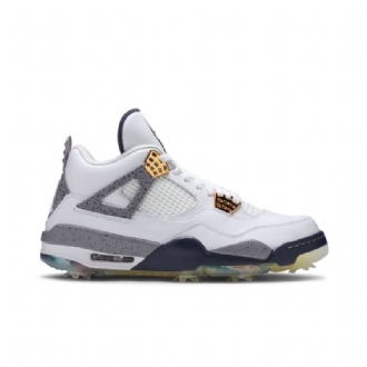 Air Jordan 4 Golf Valkoinen Tummansininen Harmaa Miesten Kengät