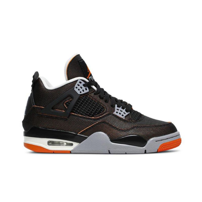 Air Jordan 4 Retro Mustat Oranssinharmaat Naisten Kengät