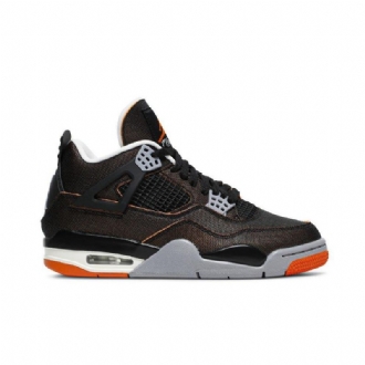 Air Jordan 4 Retro Mustat Oranssinharmaat Naisten Kengät