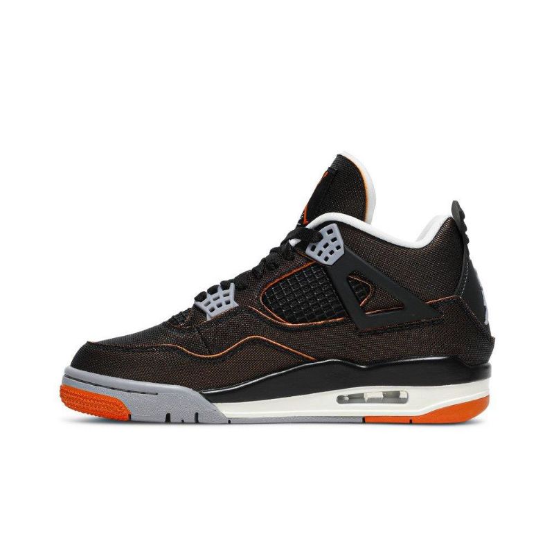 Air Jordan 4 Retro Mustat Oranssinharmaat Naisten Kengät