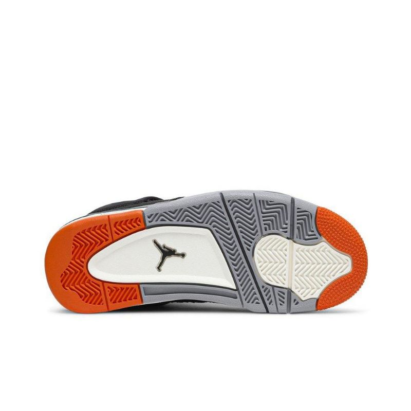 Air Jordan 4 Retro Mustat Oranssinharmaat Naisten Kengät