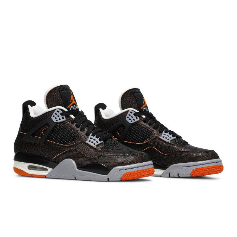 Air Jordan 4 Retro Mustat Oranssinharmaat Naisten Kengät