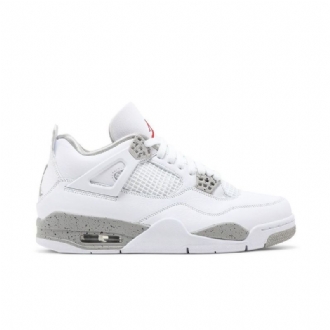 Air Jordan 4 Retro Valkoinen Harmaa Punainen Miesten Kengät