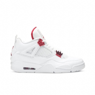 Air Jordan 4 Retro Valkoinen Punainen Hopea Miesten Kengät