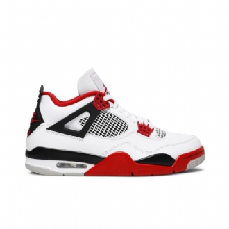 Air Jordan 4 Retro-valkoiset Mustat Punaiset Miesten Kengät