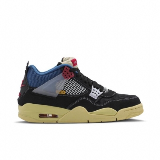 Air Jordan 4 Union La Retro Musta Sininen Harmaa Punainen Miesten Kengät
