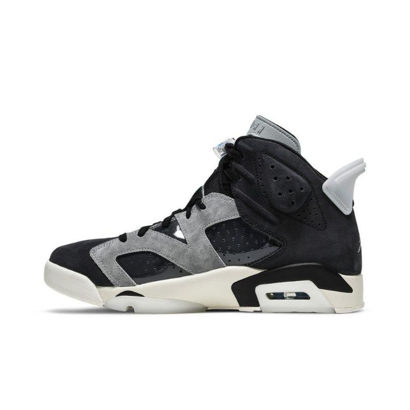 Air Jordan 6 Retro Mustat Harmaat Hopeiset Naisten Kengät