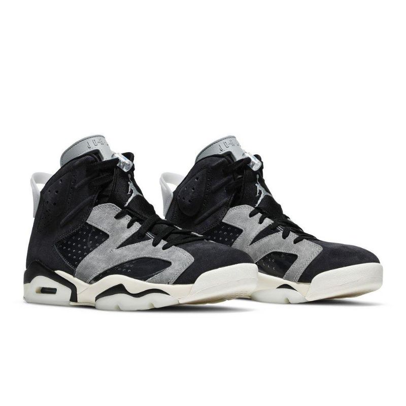 Air Jordan 6 Retro Mustat Harmaat Hopeiset Naisten Kengät