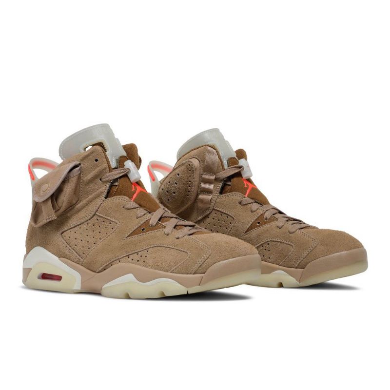 Air Jordan 6 Travis Scott Retro Khakin Harmaapunaiset Miesten Kengät