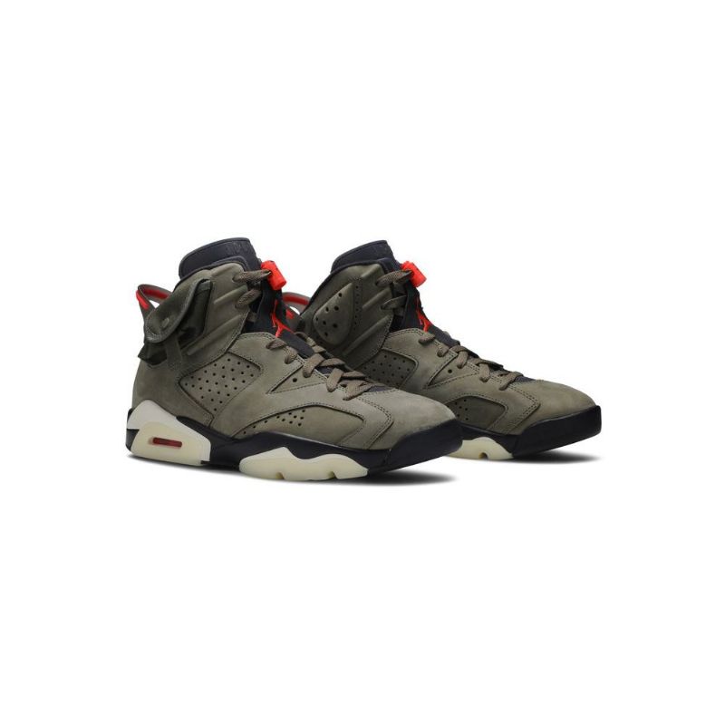Air Jordan 6 Travis Scott Retro Oliivinvihreä Musta Punainen Miesten Kengät