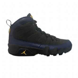 Air Jordan 9 Retro Boot Pe Mustat Laivastonsiniset Keltaiset Miesten Kengät