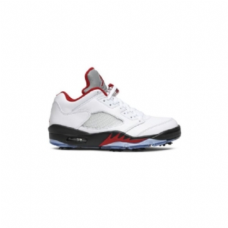 Air Jordan 5 Low Golf Valkoiset Musta Punaiset Hopeat Miesten Kengät