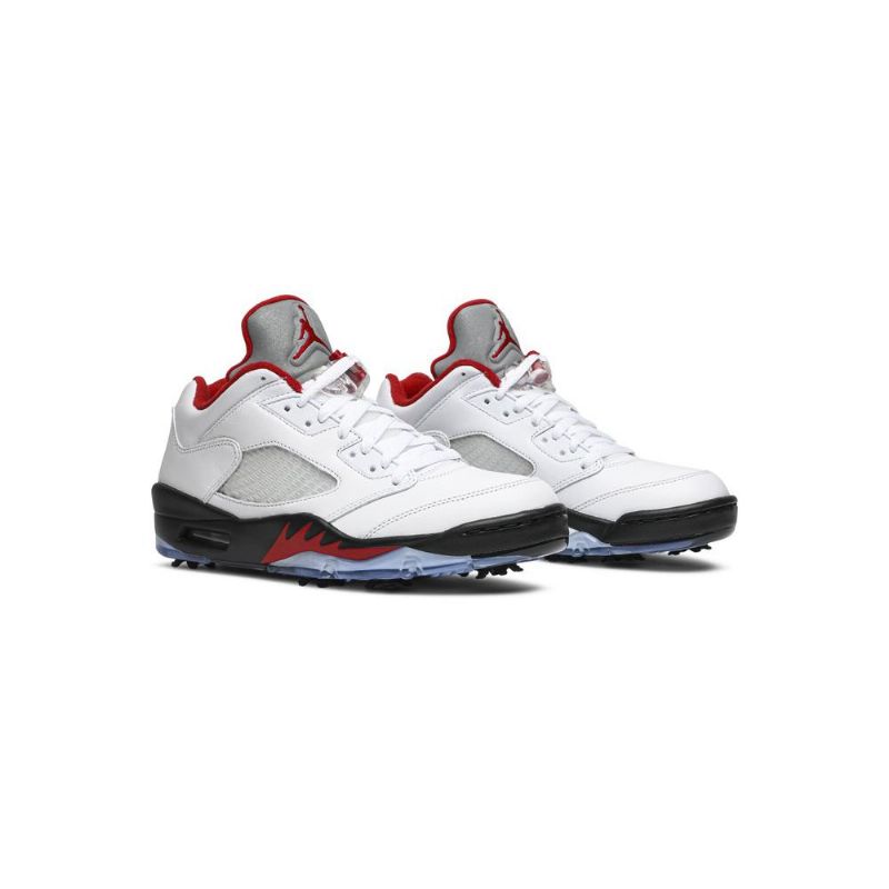 Air Jordan 5 Low Golf Valkoiset Musta Punaiset Hopeat Miesten Kengät