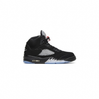 Air Jordan 5 Og Mustat Hopeanpunaiset Miesten Kengät
