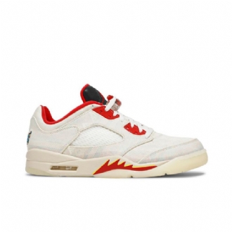 Air Jordan 5 Retro Matala Valkoinen Punainen Musta Miesten Kengät