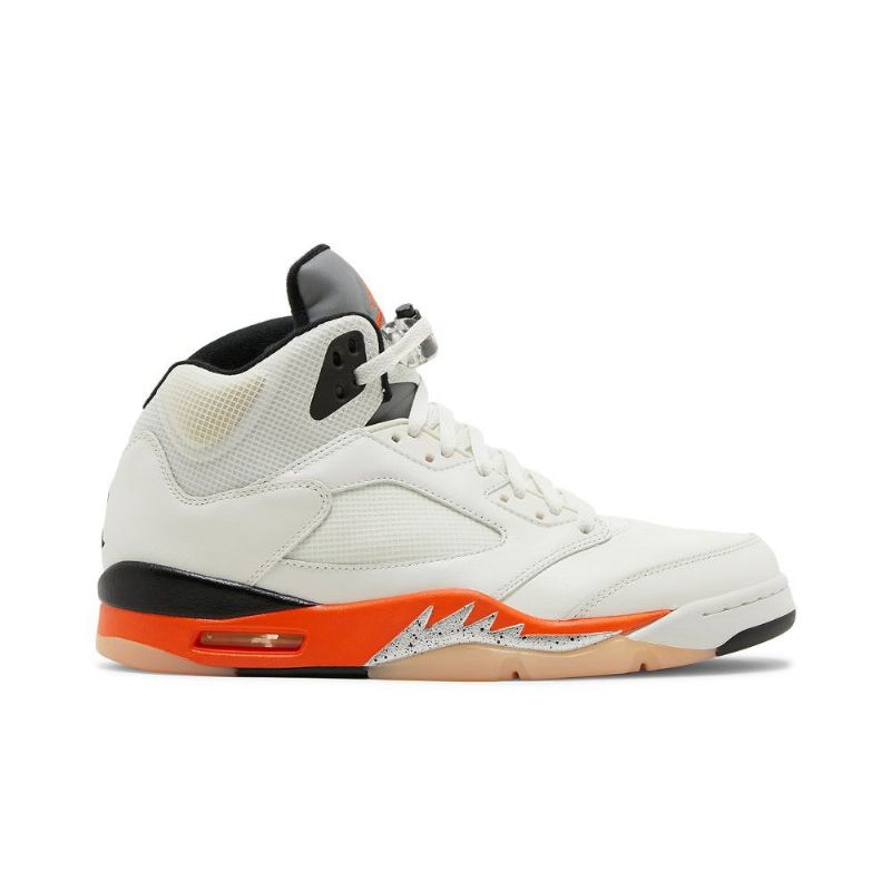 Air Jordan 5 Retro Valkoinen Oranssi Hopea Musta Miesten Kengät
