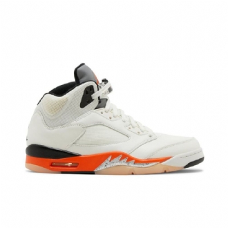 Air Jordan 5 Retro Valkoinen Oranssi Hopea Musta Miesten Kengät