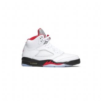 Air Jordan 5 Retro Valkoinen Punainen Musta Hopea Miesten Kengät