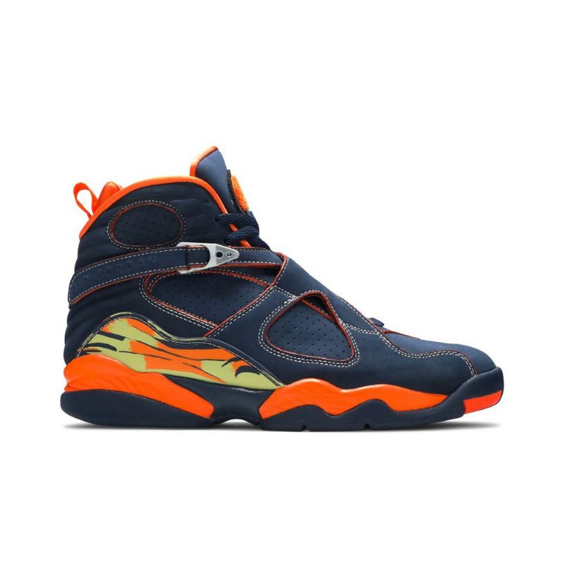 Air Jordan 8 Retro Ls Tummansininen Oranssi Vihreä Miesten Kengät