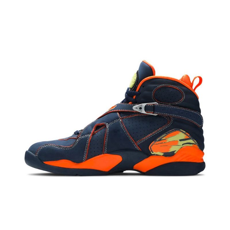 Air Jordan 8 Retro Ls Tummansininen Oranssi Vihreä Miesten Kengät