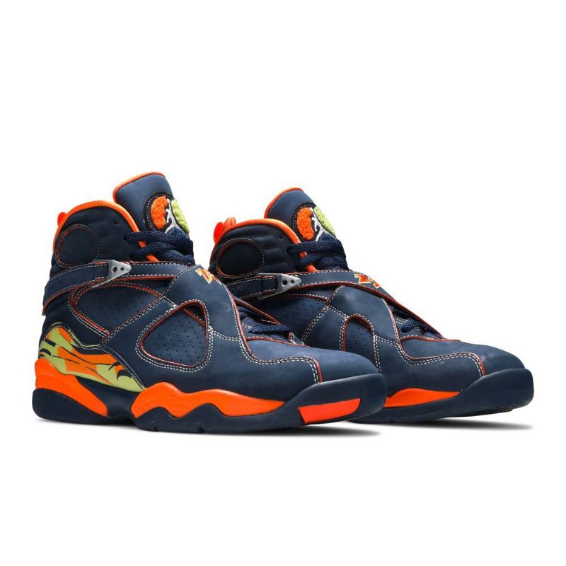 Air Jordan 8 Retro Ls Tummansininen Oranssi Vihreä Miesten Kengät