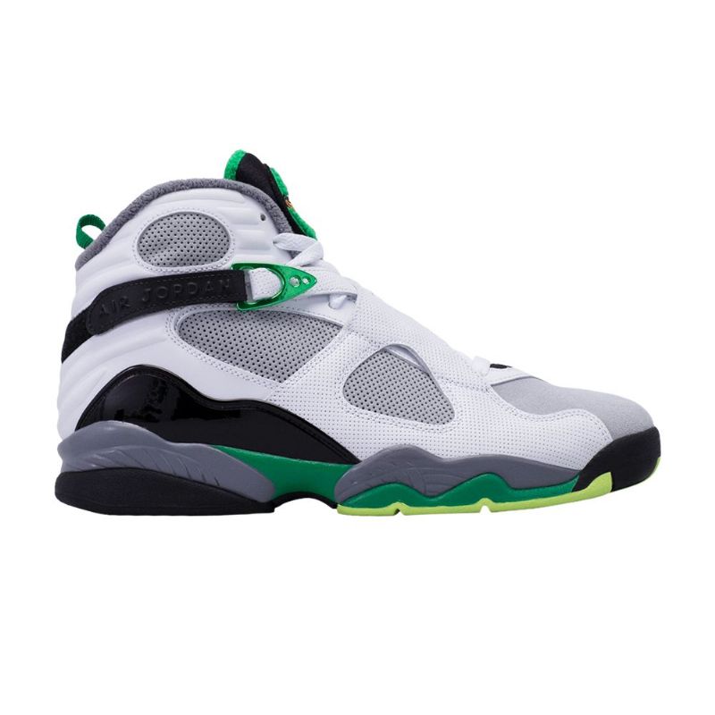 Air Jordan 8 Retro Pe Valkoinen Harmaa Musta Vihreä Miesten Kengät