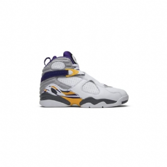 Air Jordan 8 Retro Pe Valkoinen Harmaa Purppurakeltainen Miesten Kengät