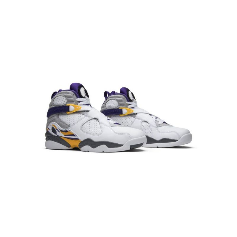 Air Jordan 8 Retro Pe Valkoinen Harmaa Purppurakeltainen Miesten Kengät