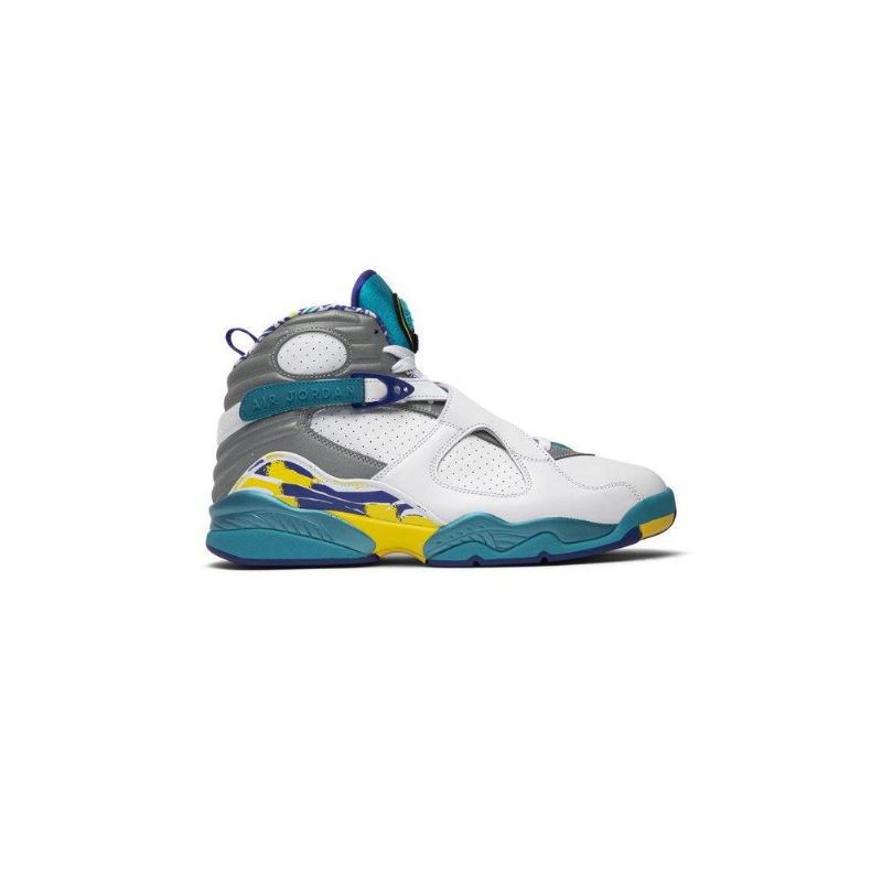 Air Jordan 8 Retro Valkoinen Sininen Harmaa Keltainen Naisten Kengät