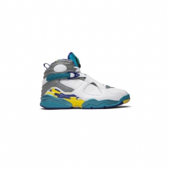 Air Jordan 8 Retro Valkoinen Sininen Harmaa Keltainen Naisten Kengät