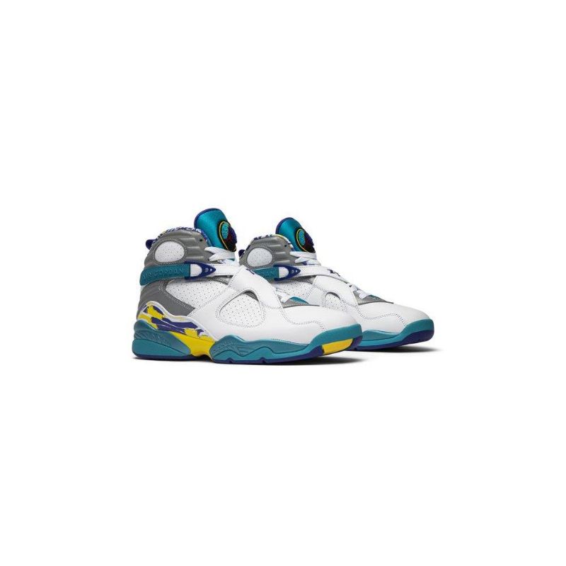 Air Jordan 8 Retro Valkoinen Sininen Harmaa Keltainen Naisten Kengät