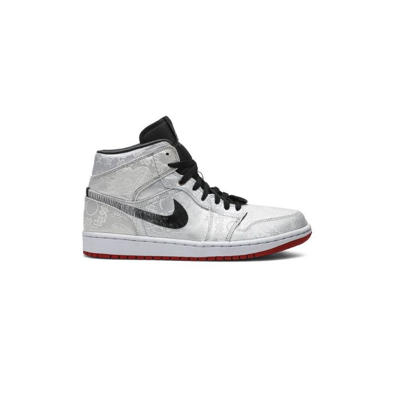 Air Jordan 1 Clot Mid Valkoinen Musta Punainen Miesten Kengät