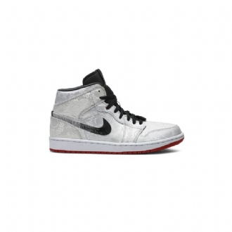 Air Jordan 1 Clot Mid Valkoinen Musta Punainen Miesten Kengät