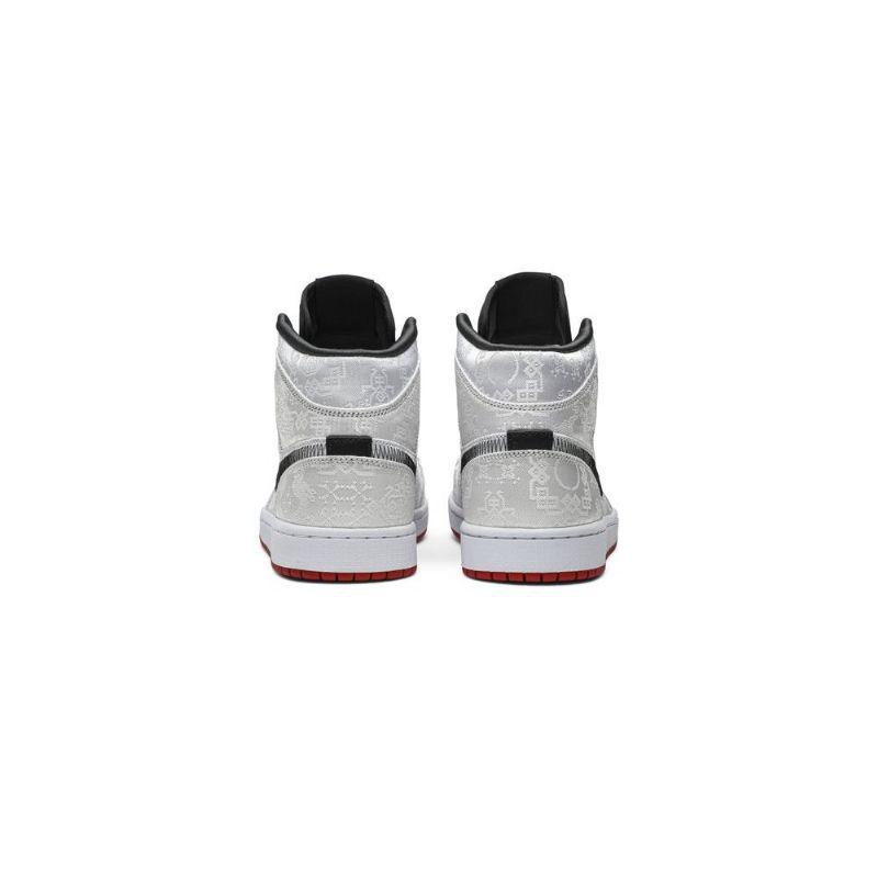Air Jordan 1 Clot Mid Valkoinen Musta Punainen Miesten Kengät