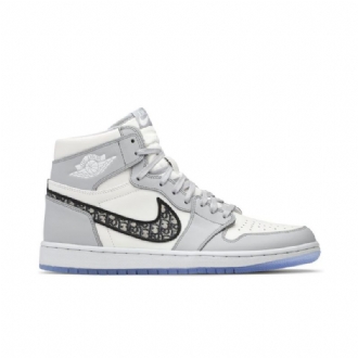 Air Jordan 1 Dior High Harmaa Valkoiset Mustat Miesten Kengät