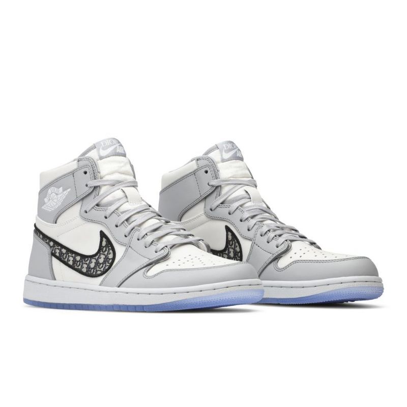 Air Jordan 1 Dior High Harmaa Valkoiset Mustat Miesten Kengät