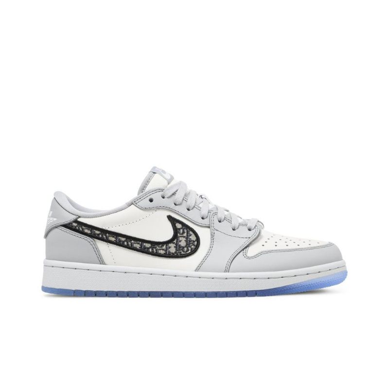 Air Jordan 1 Dior Matala Harmaa Valkoinen Musta Miesten Kengät
