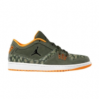 Air Jordan 1 Flight Matala Oliivinvihreä Oranssi Miesten Kengät