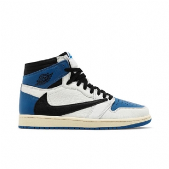 Air Jordan 1 Fragment Design Travis Scott Retro Korkea Valkoinen Musta Sininen Miesten Kengät