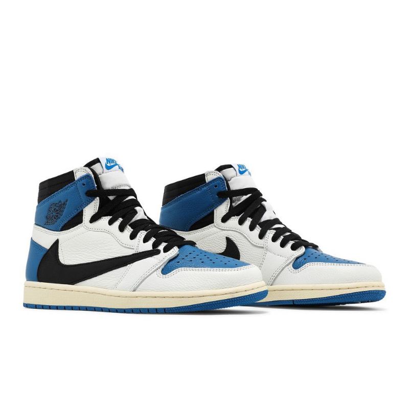 Air Jordan 1 Fragment Design Travis Scott Retro Korkea Valkoinen Musta Sininen Miesten Kengät