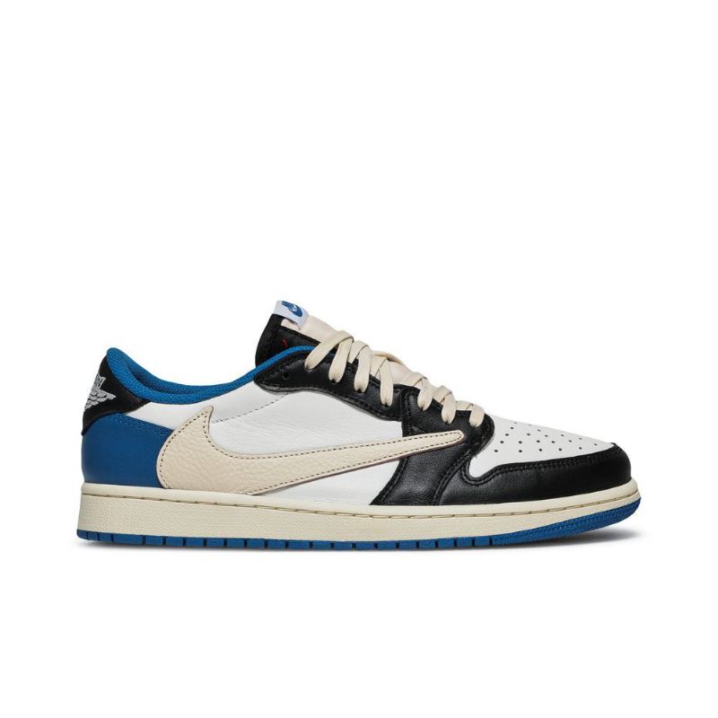 Air Jordan 1 Fragment Design Travis Scott Retro Matala Sininen Valkoinen Musta Beige Miesten Kengät