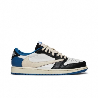 Air Jordan 1 Fragment Design Travis Scott Retro Matala Sininen Valkoinen Musta Beige Miesten Kengät