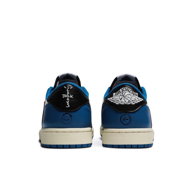 Air Jordan 1 Fragment Design Travis Scott Retro Matala Sininen Valkoinen Musta Beige Miesten Kengät