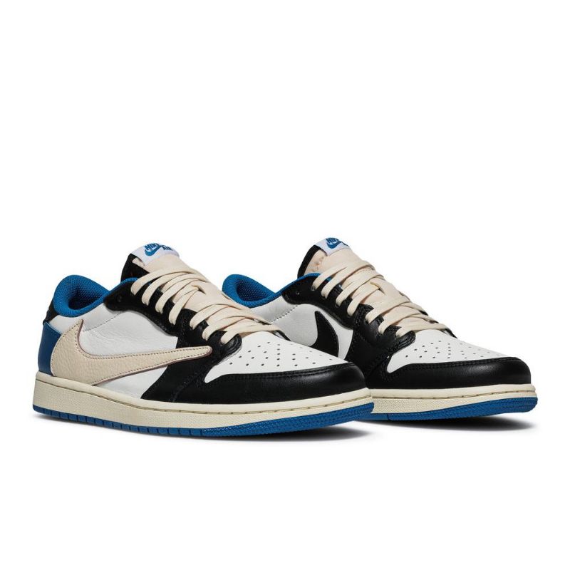 Air Jordan 1 Fragment Design Travis Scott Retro Matala Sininen Valkoinen Musta Beige Miesten Kengät