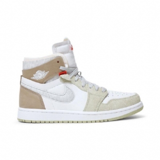 Air Jordan 1 High Zoom Comfort Valkoinen Oliivinvihreä Khaki Naisten Kengät